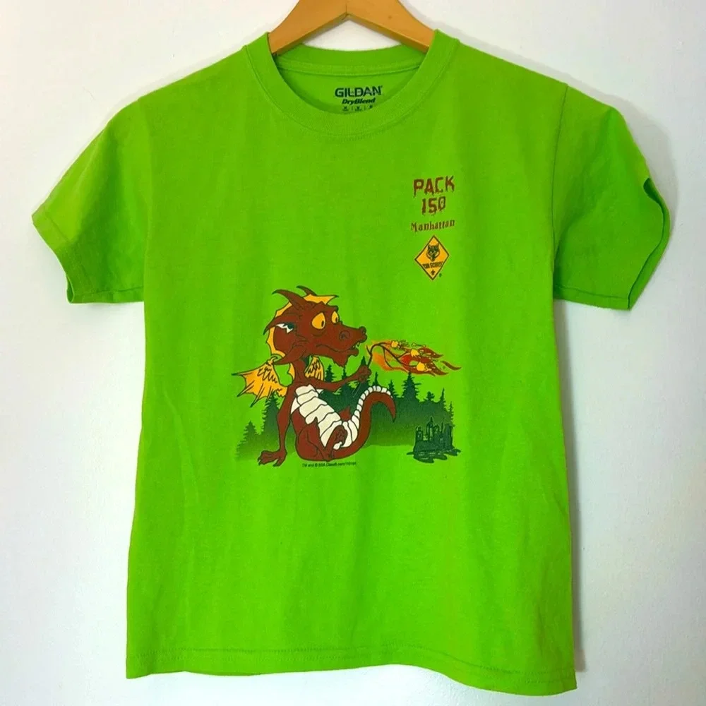 Gildan Green dragon Desing Kids T shirt size M‎ infants Boy Scout shirt
